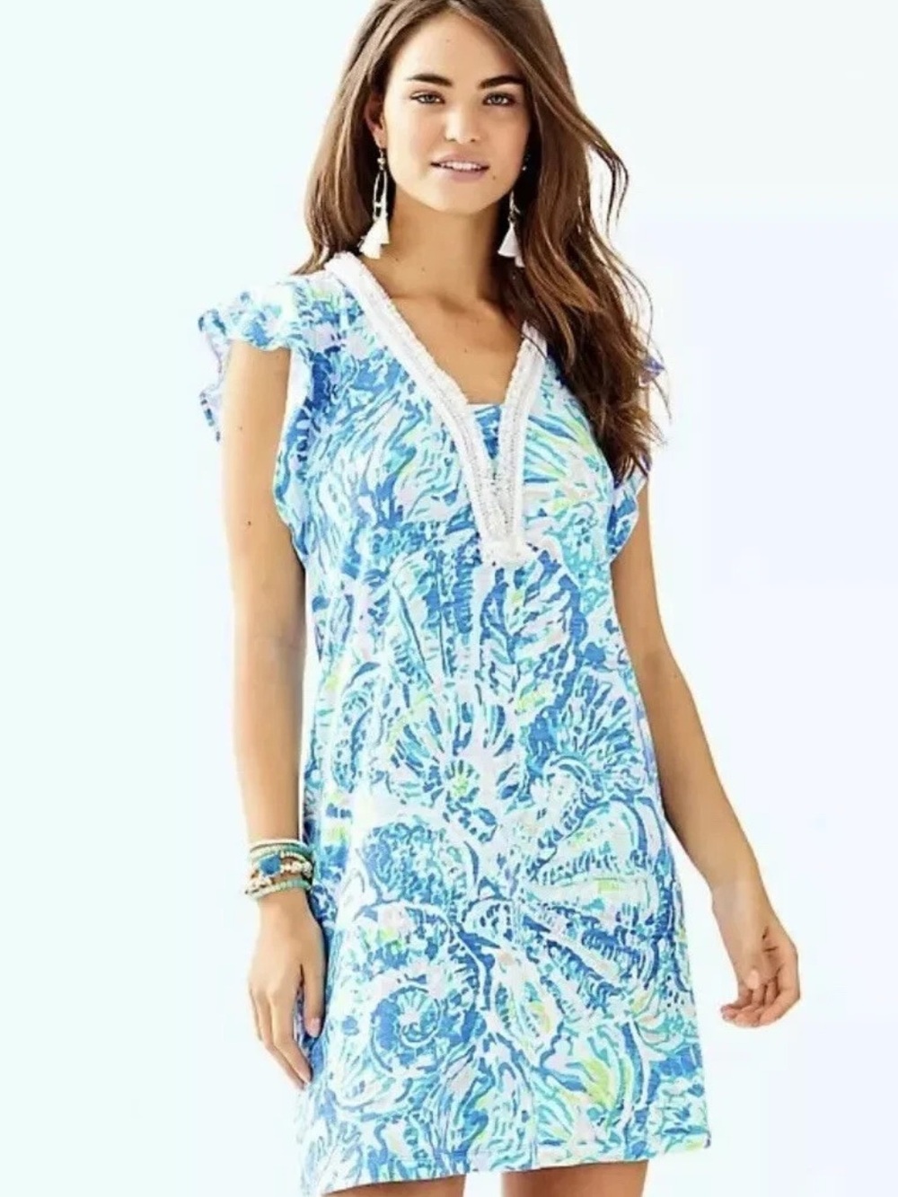 LILLY PULITZER Zandra Dress Bennet Blue Salty Seas Size Large